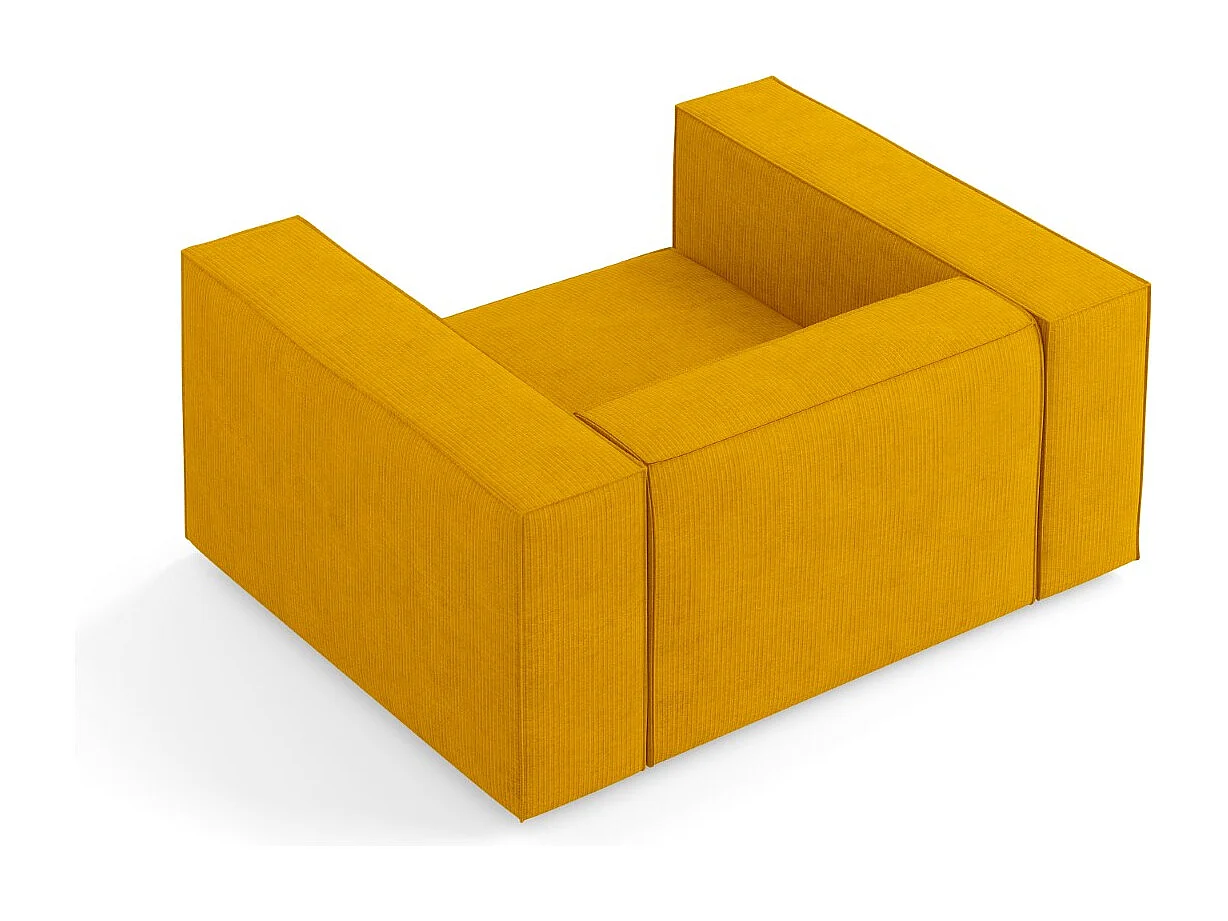 Cosmopolitan Design - Fotel, "Arendal" szenil z efektem prążkowania, musztardowy - 124x102x70cm