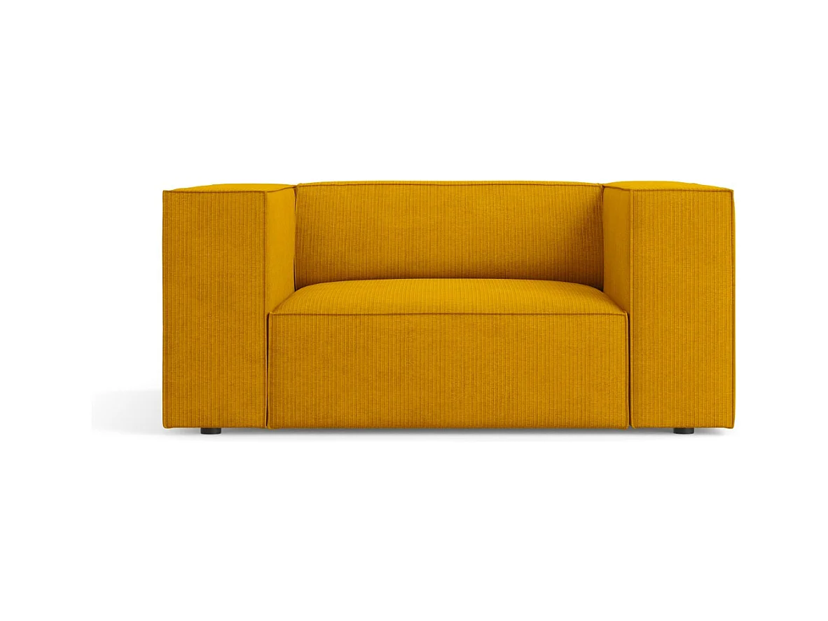 Cosmopolitan Design - Fauteuil "Arendal" Chenille met ribbeleffect, Mosterd - 124x102x70cm