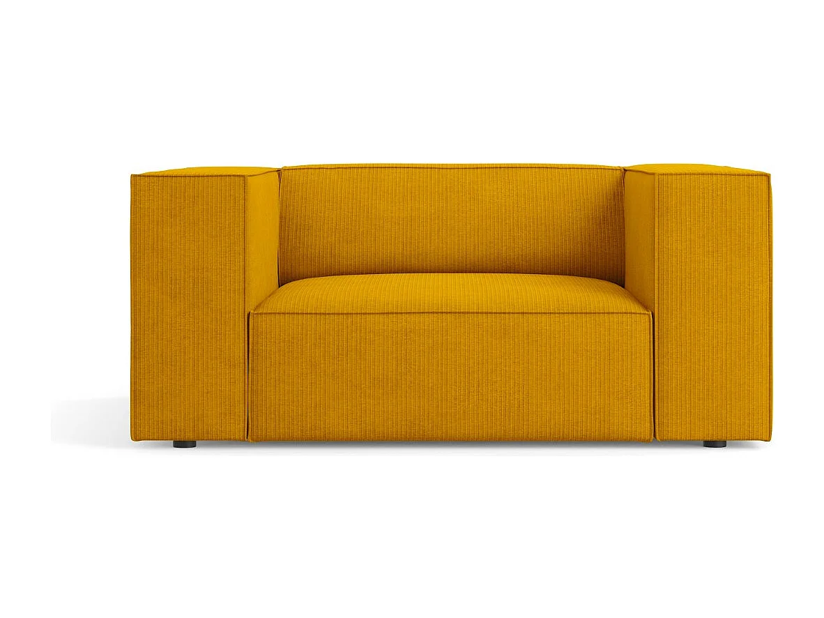 Cosmopolitan Design - Fauteuil "Arendal" en chenille avec un effet côtelé moutarde - 124x102x70cm