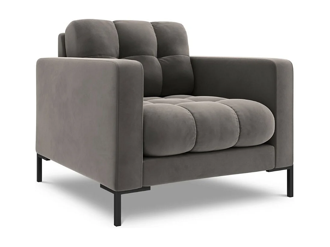 Cosmopolitan Design - Fauteuil "Bali" en velours gris clair - 87x92x75cm