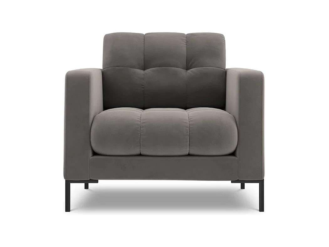 Cosmopolitan Design - Fauteuil "Bali" Flueel, Lichtgrijs - 87x92x75cm