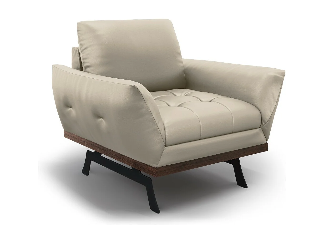 CXL by Christian Lacroix - Fauteuil "Olivier" Echt leer, Lichtgrijs - 95x95x87cm