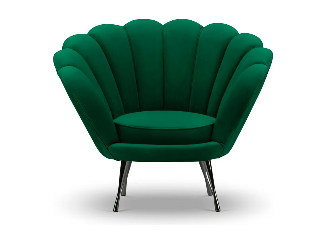 Cosmopolitan Design - Fauteuil "Kingston" en velours vert bouteille - 98x78x76cm