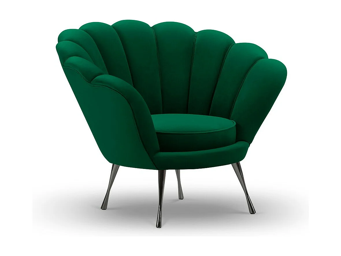 Cosmopolitan Design - Fauteuil "Kingston" en velours vert bouteille - 98x78x76cm