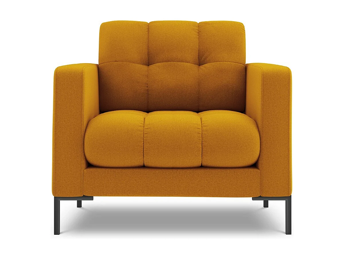 Cosmopolitan Design - Sessel "Bali" aus strukturiertem Stoff gelb - 87x92x75cm