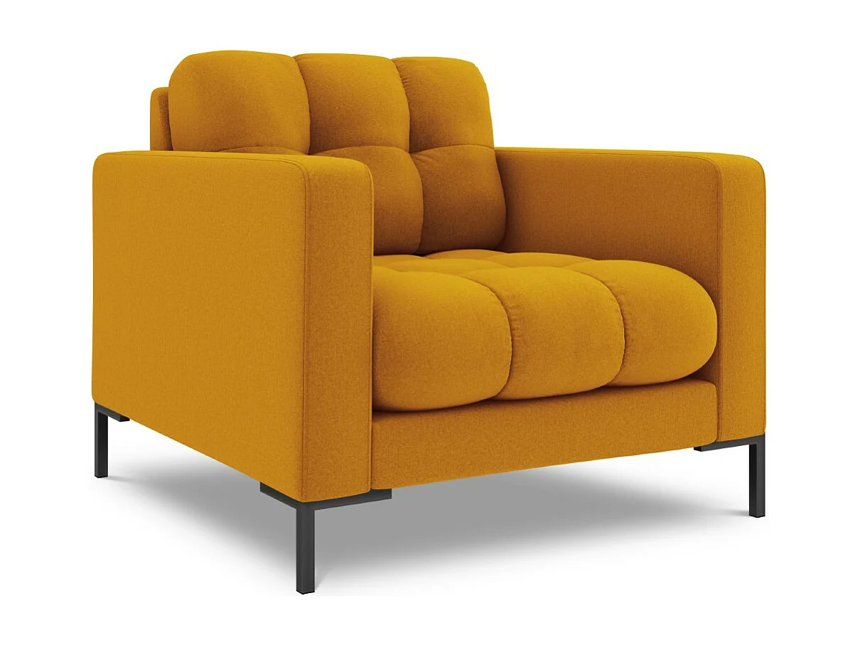 Cosmopolitan Design - Sessel "Bali" aus strukturiertem Stoff gelb - 87x92x75cm