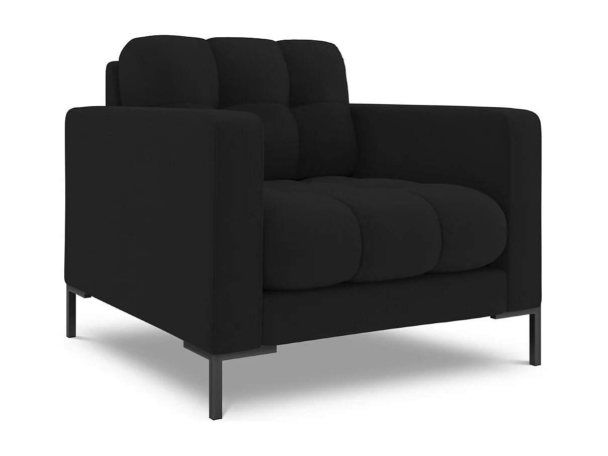 Cosmopolitan Design - Fauteuil "Bali" Structurele stof, Zwart - 87x92x75cm