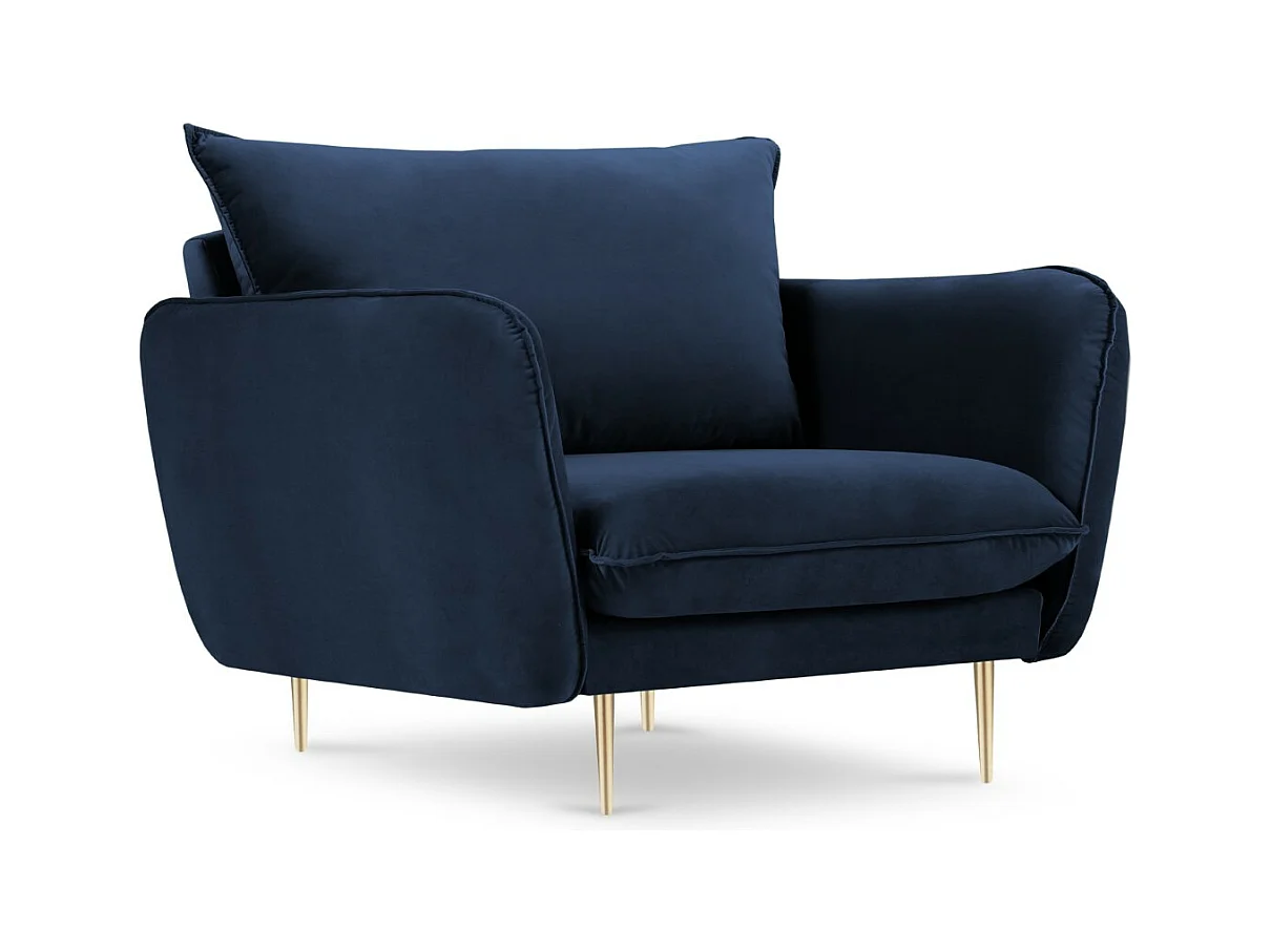 Cosmopolitan Design - Fauteuil "Vienna" Flueel, Koningsblauw - 97x94x95cm