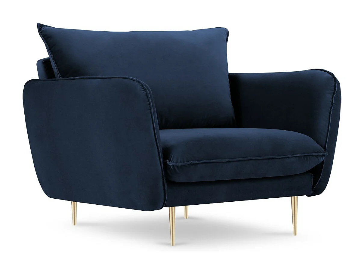 Cosmopolitan Design - Fauteuil "Vienna" en velours bleu roi - 97x94x95cm