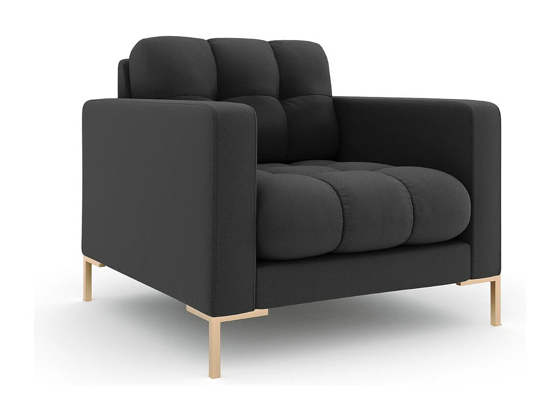 Cosmopolitan Design - Fauteuil "Bali" Structurele stof, Donkergrijs - 87x92x75cm