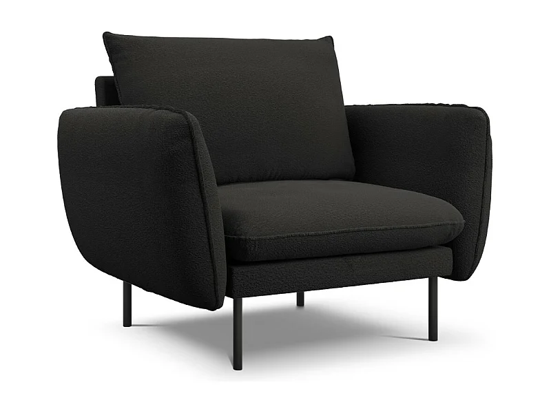 Cosmopolitan Design - Sessel "Vienna" aus Boucle schwarz - 97x94x95cm