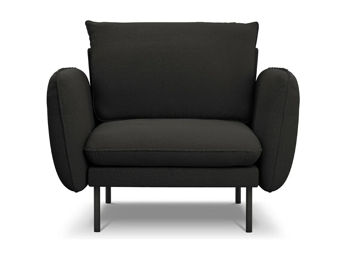 Cosmopolitan Design - Sessel "Vienna" aus Boucle schwarz - 97x94x95cm
