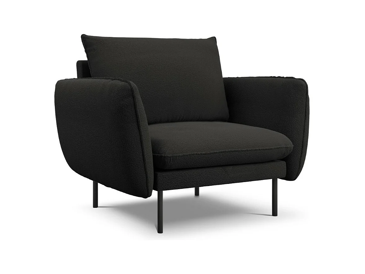 Cosmopolitan Design - Fauteuil "Vienna" Boucle, Zwart - 97x94x95cm