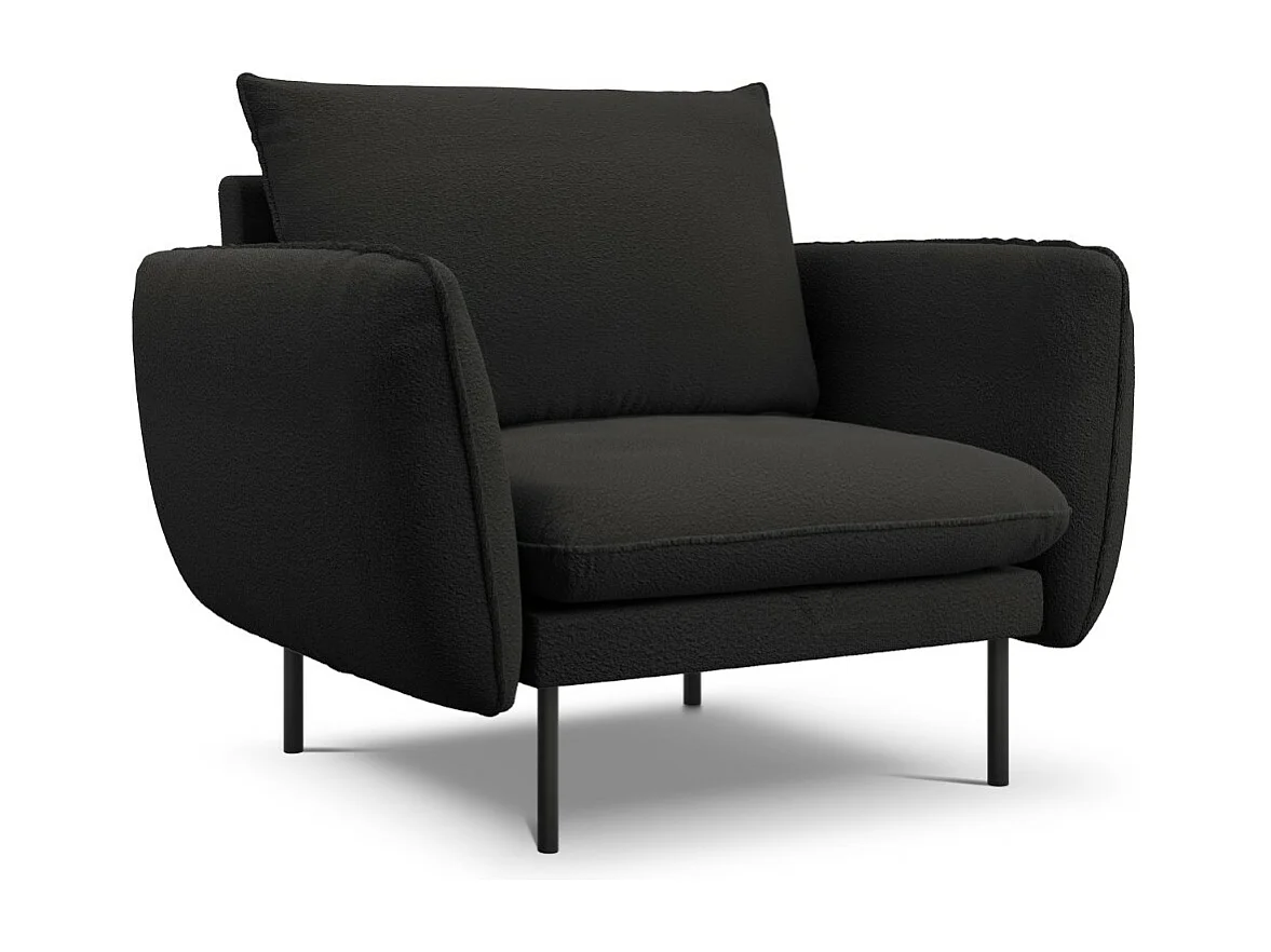 Cosmopolitan Design - Fauteuil "Vienna" en bouclé noir - 97x94x95cm