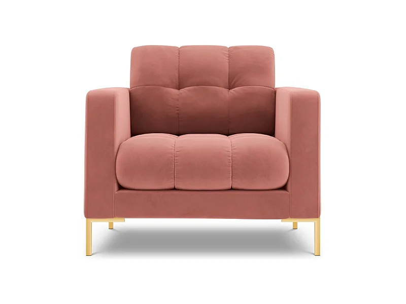 Cosmopolitan Design - Fauteuil "Bali" Flueel, Roze - 87x92x75cm