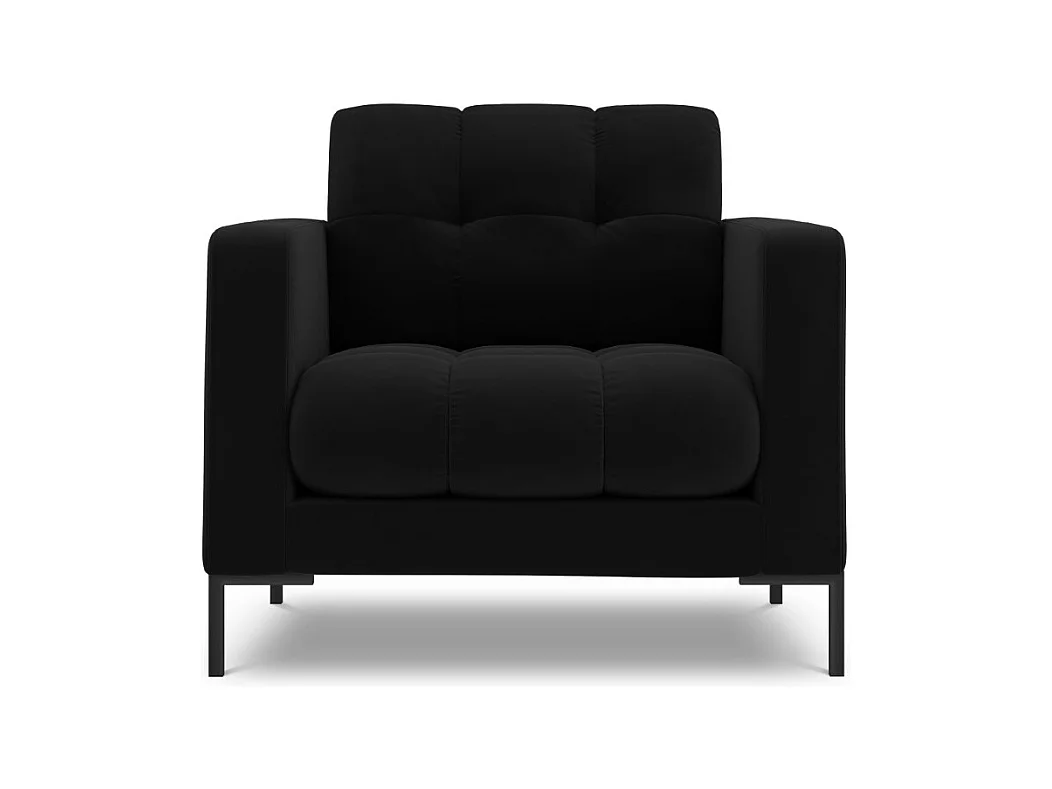 Cosmopolitan Design - Fauteuil "Bali" Flueel, Zwart - 87x92x75cm