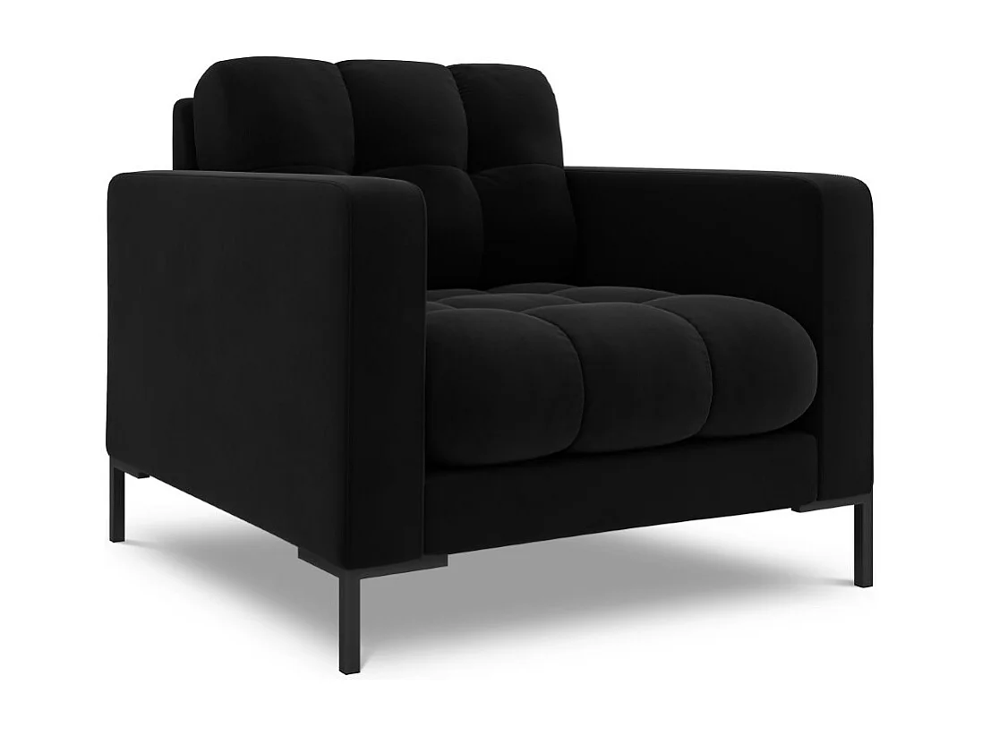 Cosmopolitan Design - Fauteuil "Bali" en velours noir - 87x92x75cm
