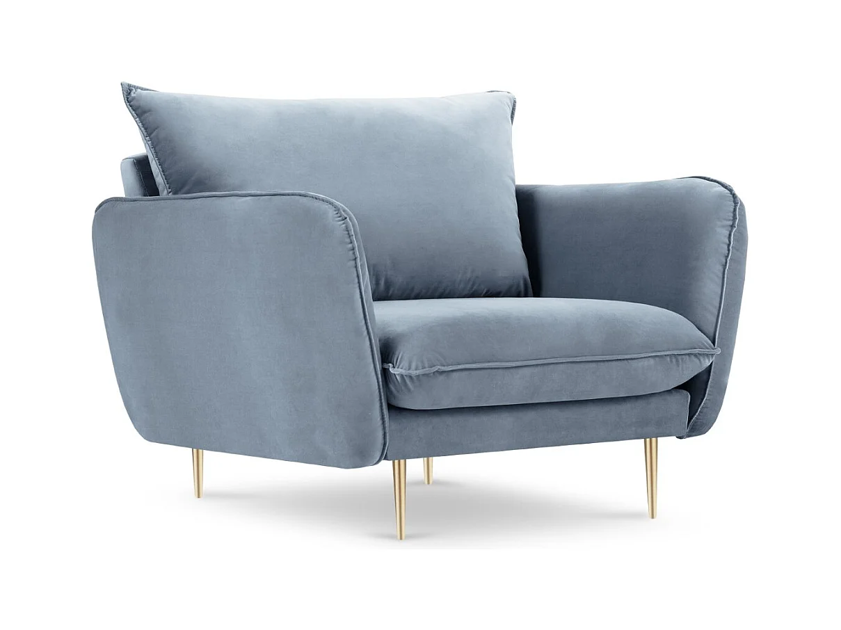 Cosmopolitan Design - Fauteuil "Vienna" Flueel, Blauw - 97x94x95cm