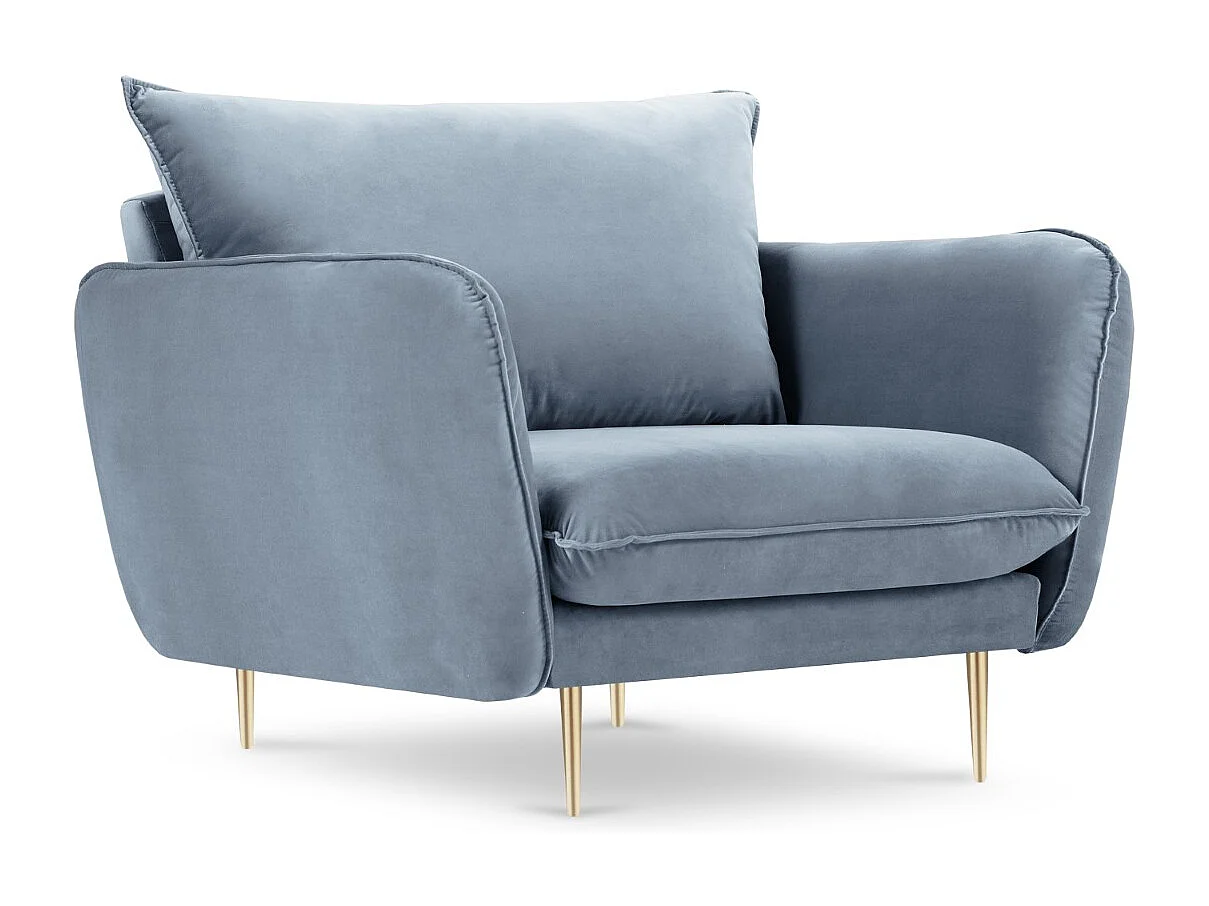 Cosmopolitan Design - Fauteuil "Vienna" Flueel, Blauw - 97x94x95cm