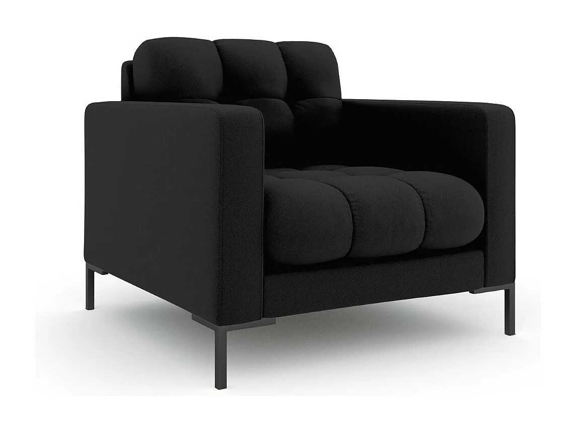 Cosmopolitan Design - Sessel "Bali" aus strukturiertem Stoff schwarz - 87x92x75cm
