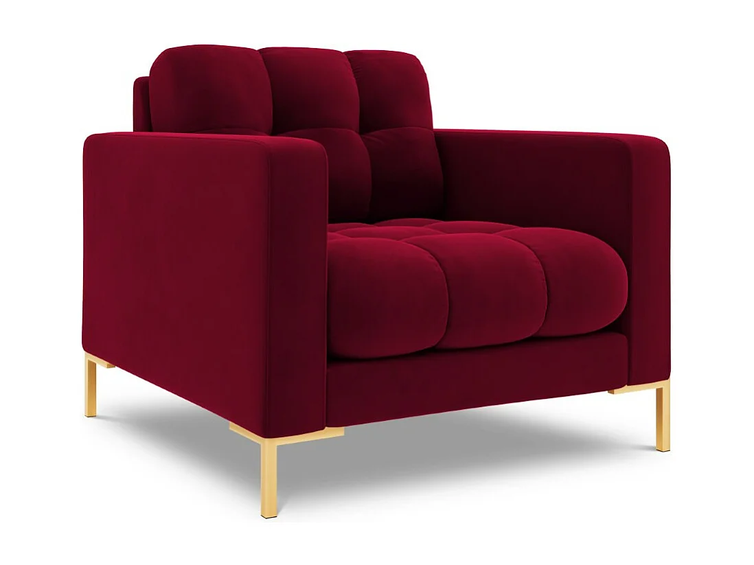 Cosmopolitan Design - Fauteuil "Bali" en velours rouge - 87x92x75cm