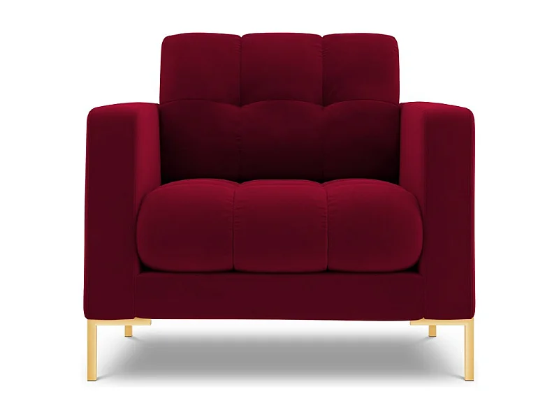 Cosmopolitan Design - Fauteuil "Bali" en velours rouge - 87x92x75cm