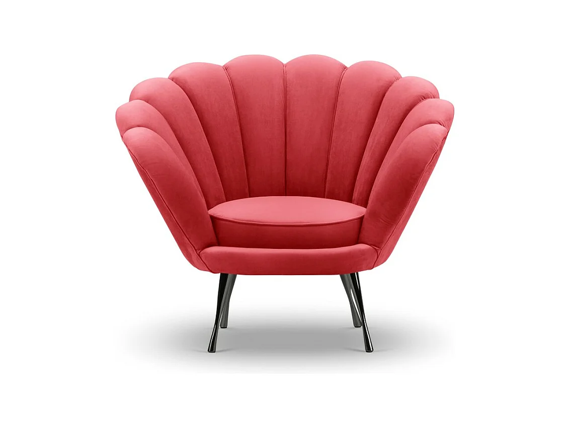 Cosmopolitan Design - Fauteuil "Kingston" Flueel, Rood - 98x78x76cm