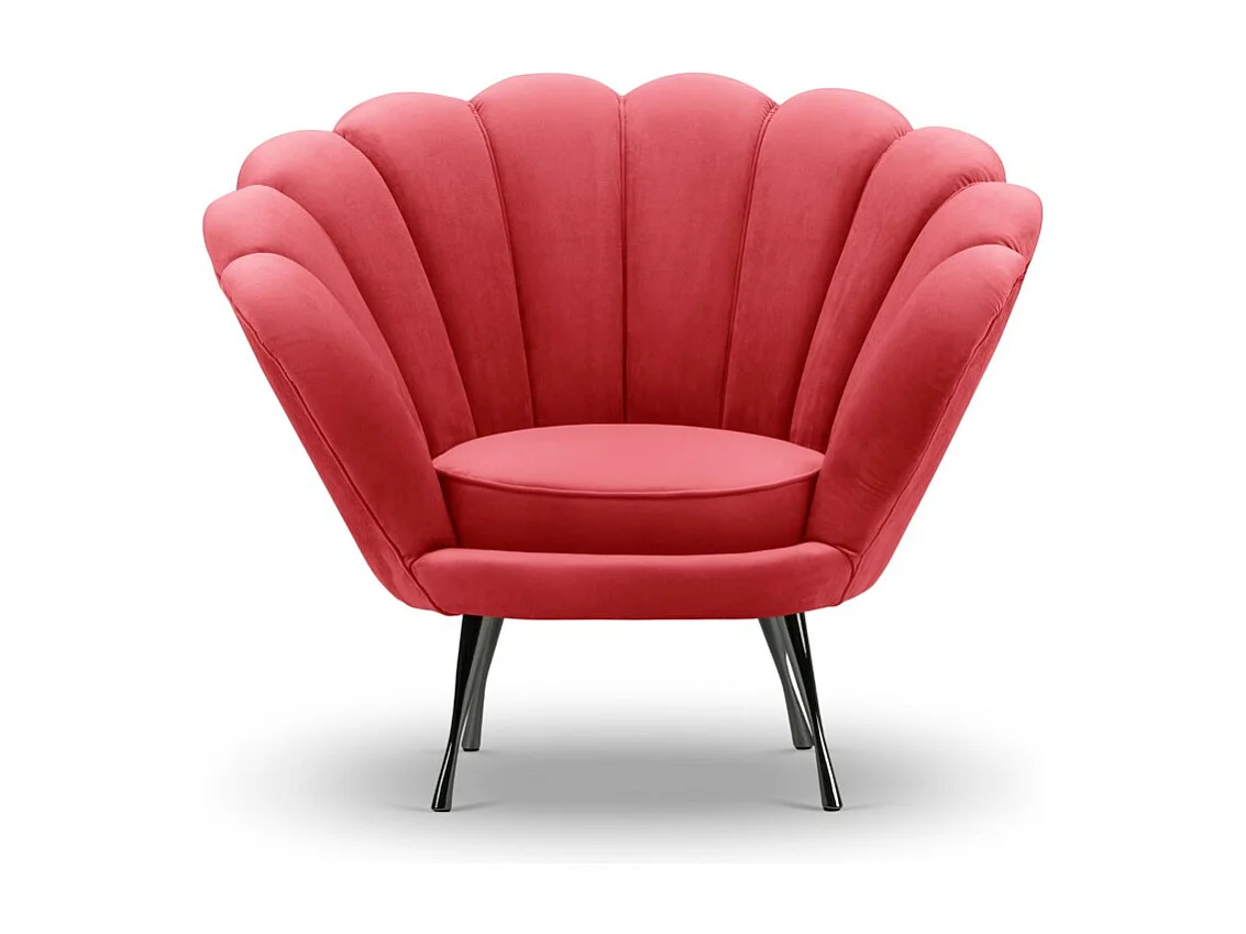 Cosmopolitan Design - Fauteuil "Kingston" Flueel, Rood - 98x78x76cm