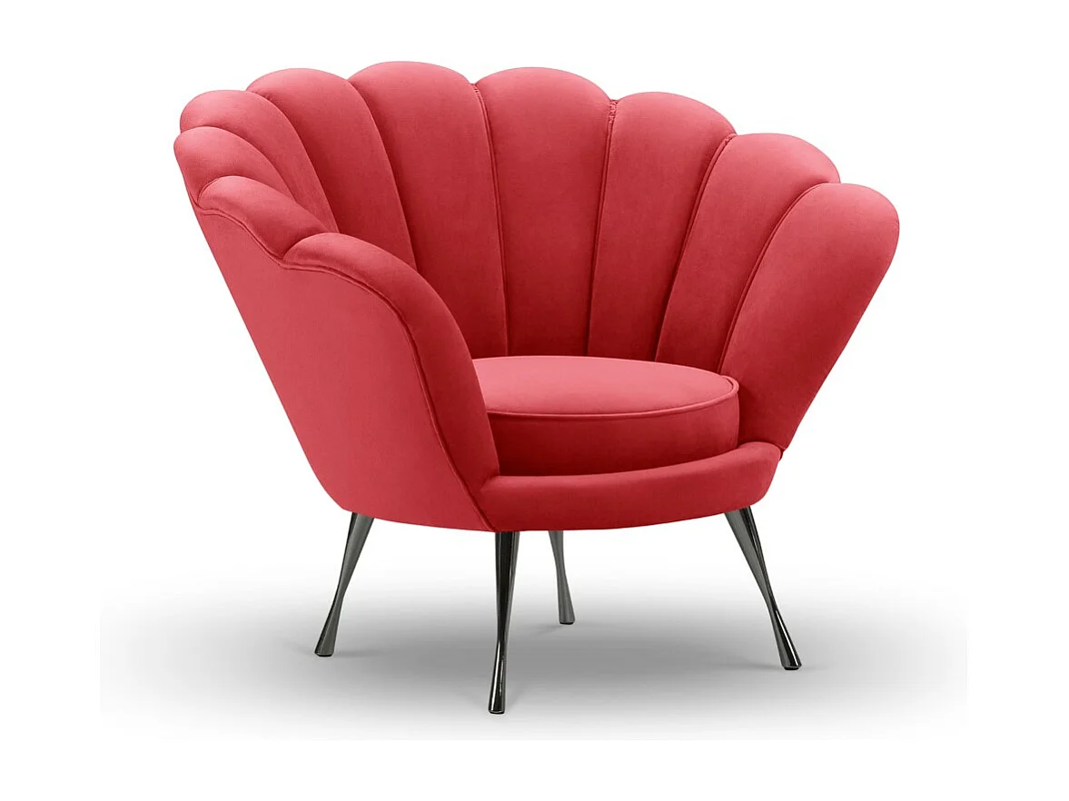 Cosmopolitan Design - Fauteuil "Kingston" Flueel, Rood - 98x78x76cm