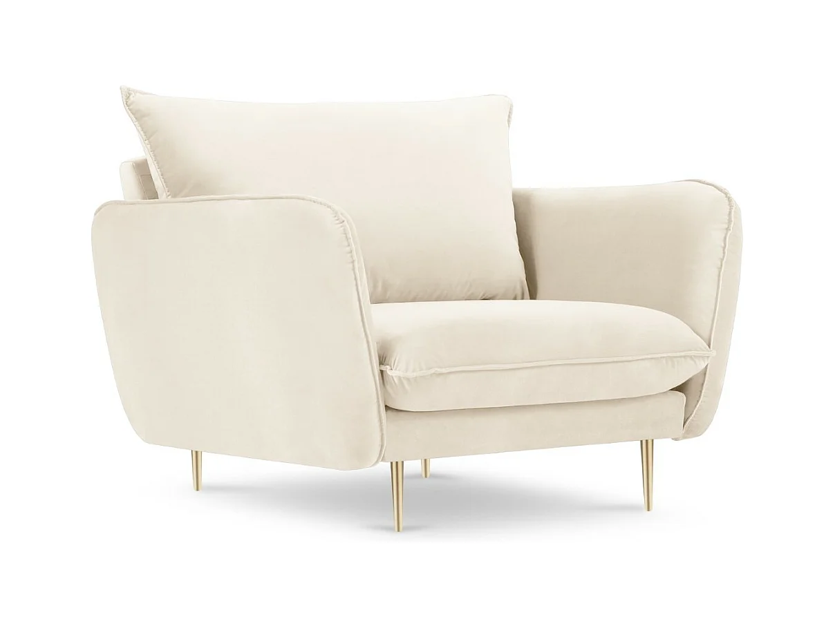 Cosmopolitan Design - Fauteuil "Vienna" Flueel, Lichtbeige - 97x94x95cm