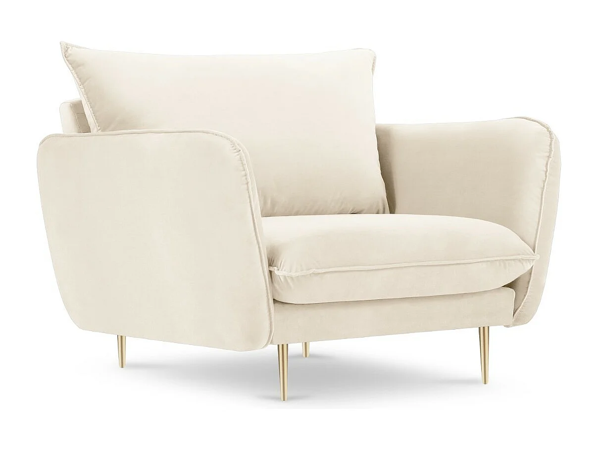 Cosmopolitan Design - Fauteuil "Vienna" en velours beige clair - 97x94x95cm