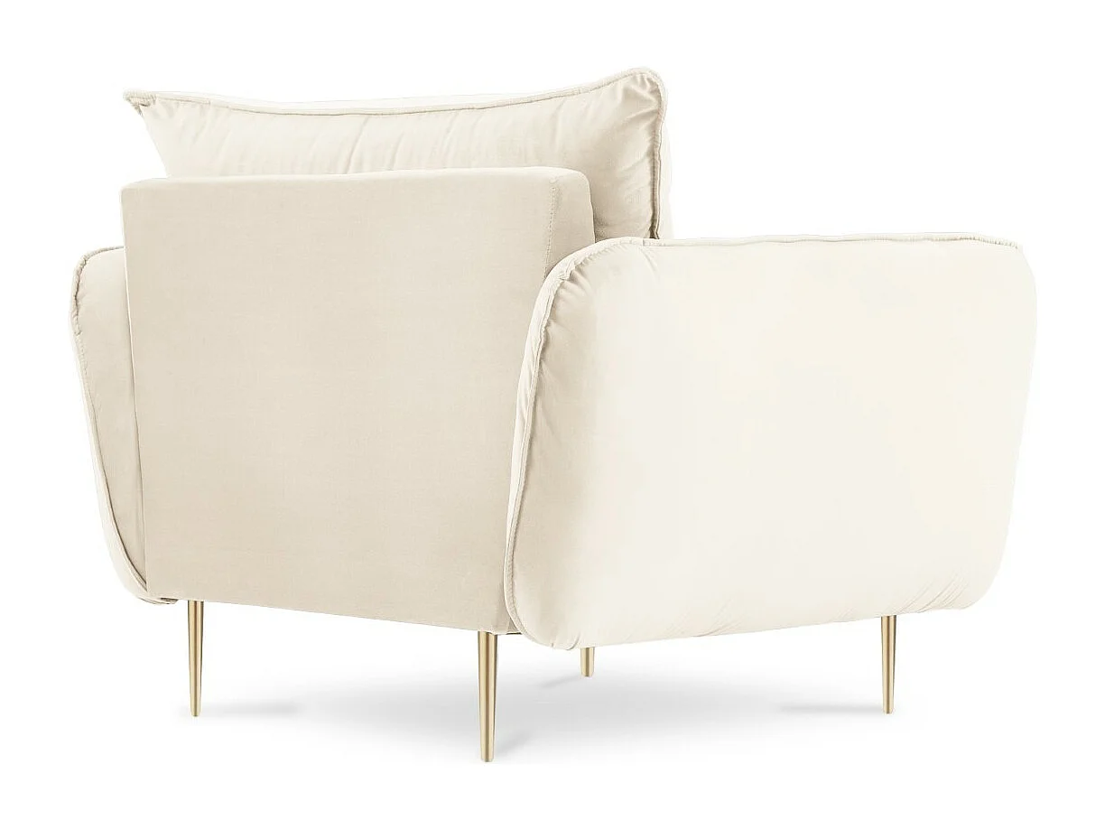 Cosmopolitan Design - Fauteuil "Vienna" en velours beige clair - 97x94x95cm