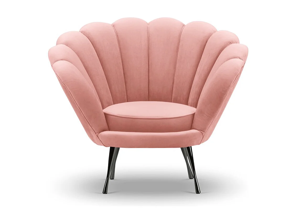 Cosmopolitan Design - Fauteuil "Kingston" en velours rose - 98x78x76cm
