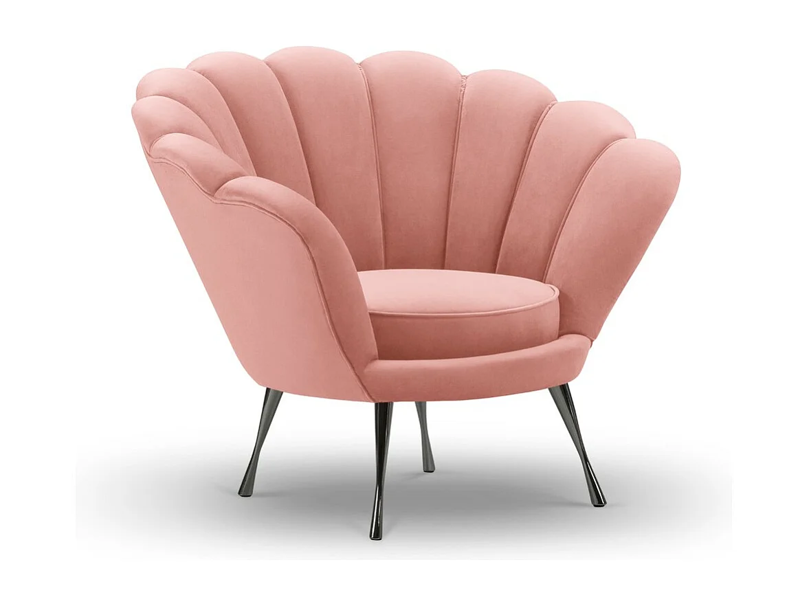 Cosmopolitan Design - Fauteuil "Kingston" en velours rose - 98x78x76cm