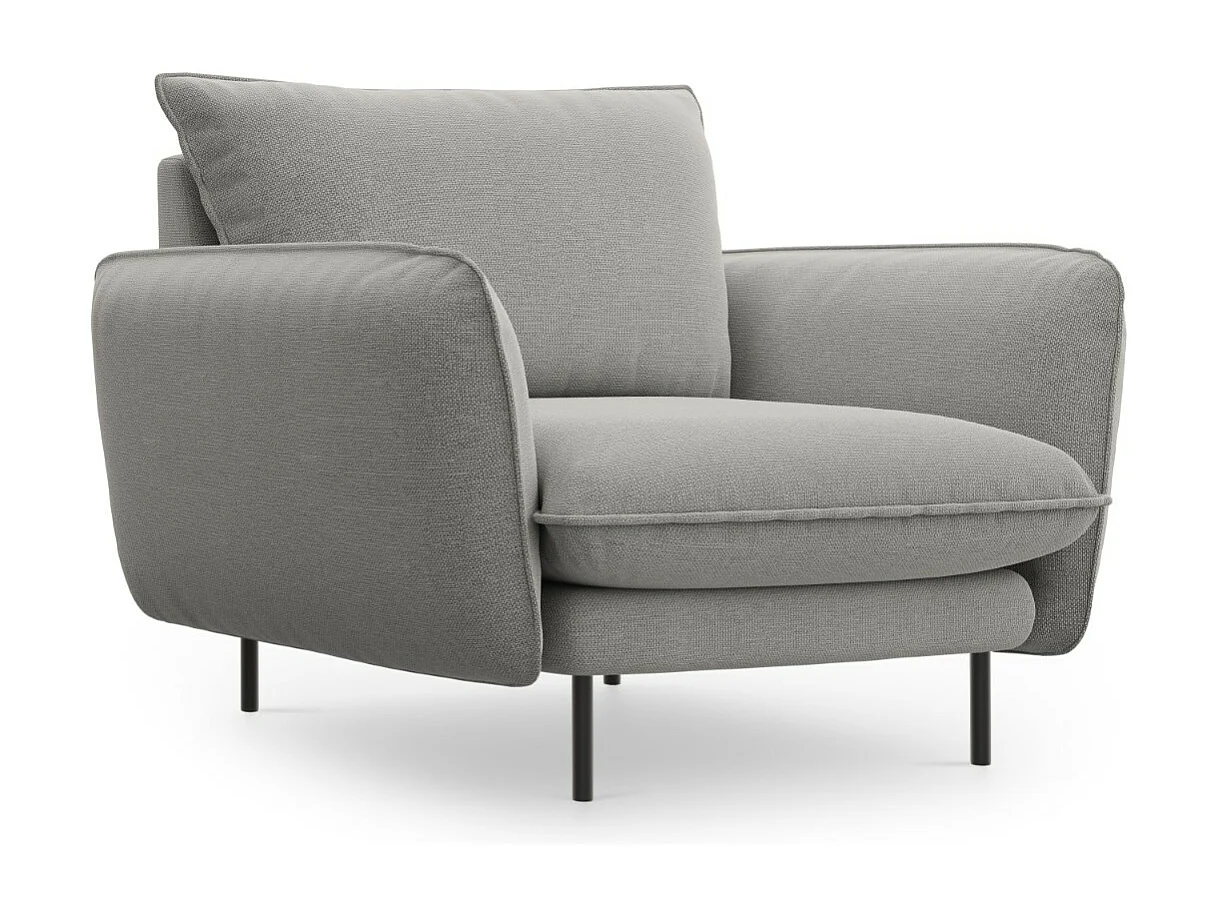 Cosmopolitan Design - Poltrona "Vienna" in tessuto strutturato grigio chiaro - 97x94x95cm