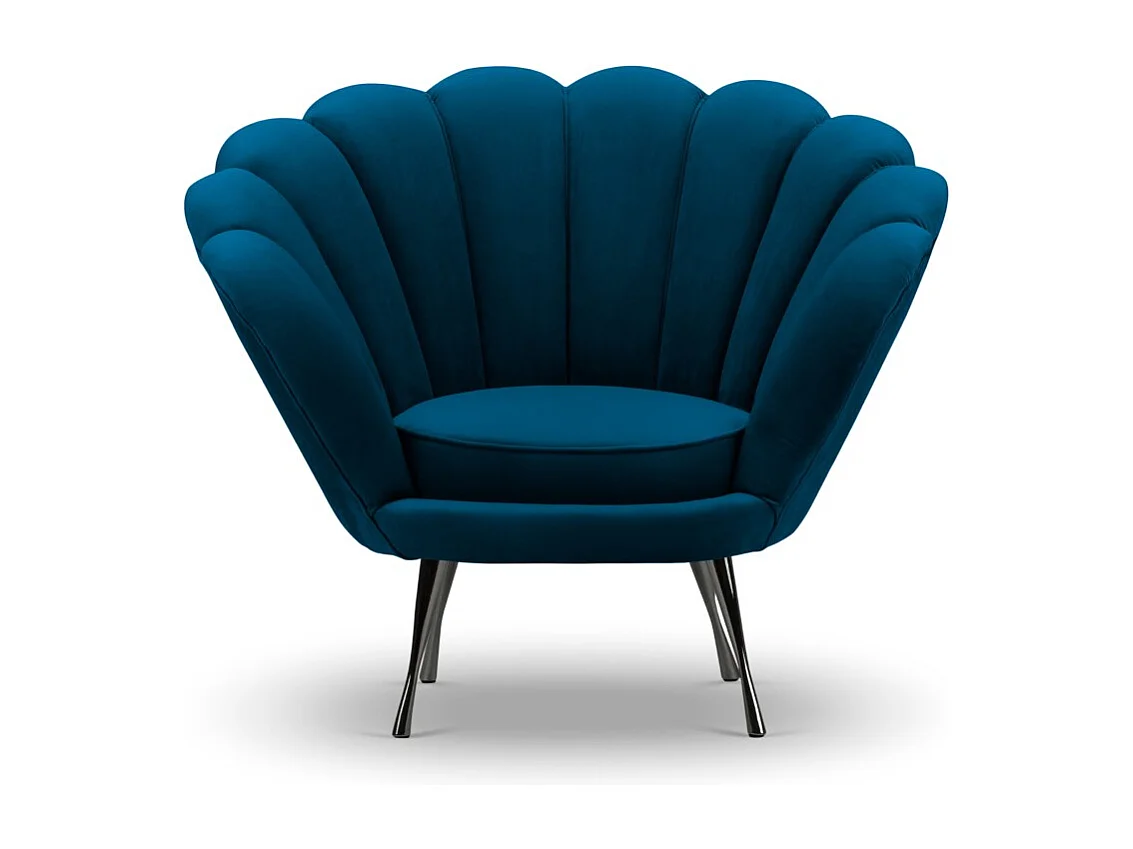 Cosmopolitan Design - Fauteuil "Kingston" Flueel, Marineblauw - 98x78x76cm