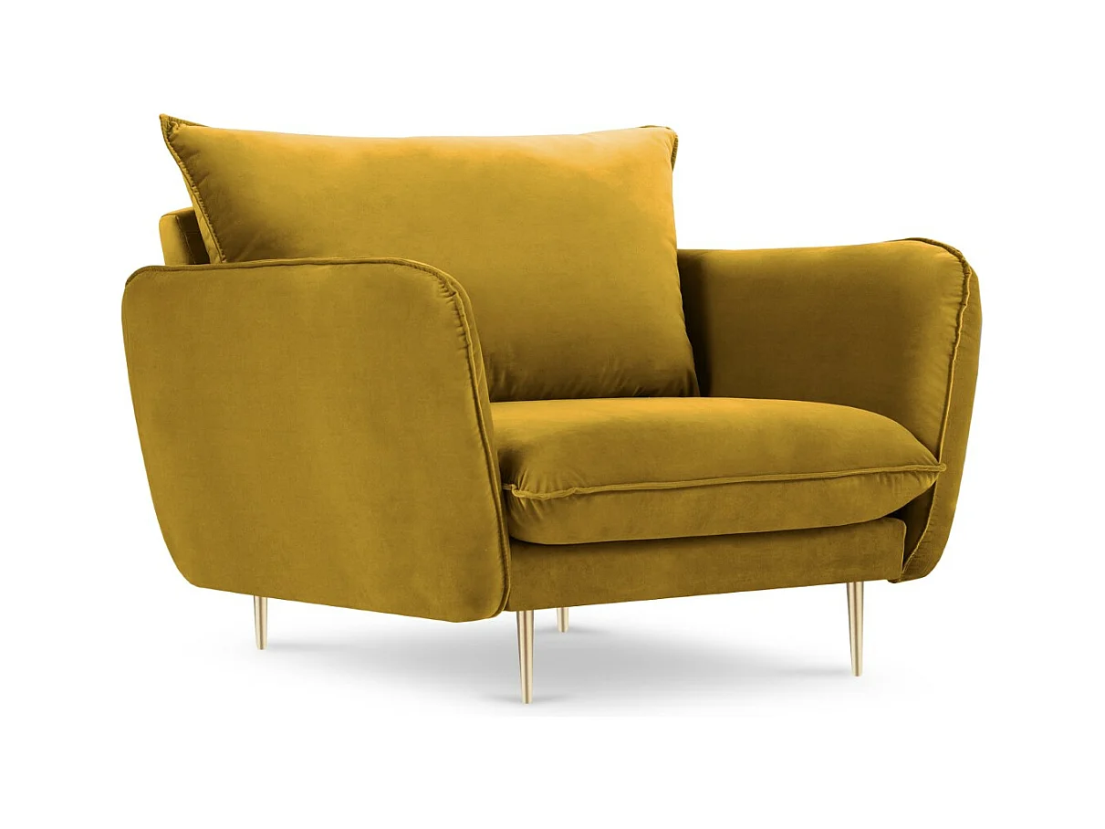 Cosmopolitan Design - Fauteuil "Vienna" Flueel, GEEL - 97x94x95cm