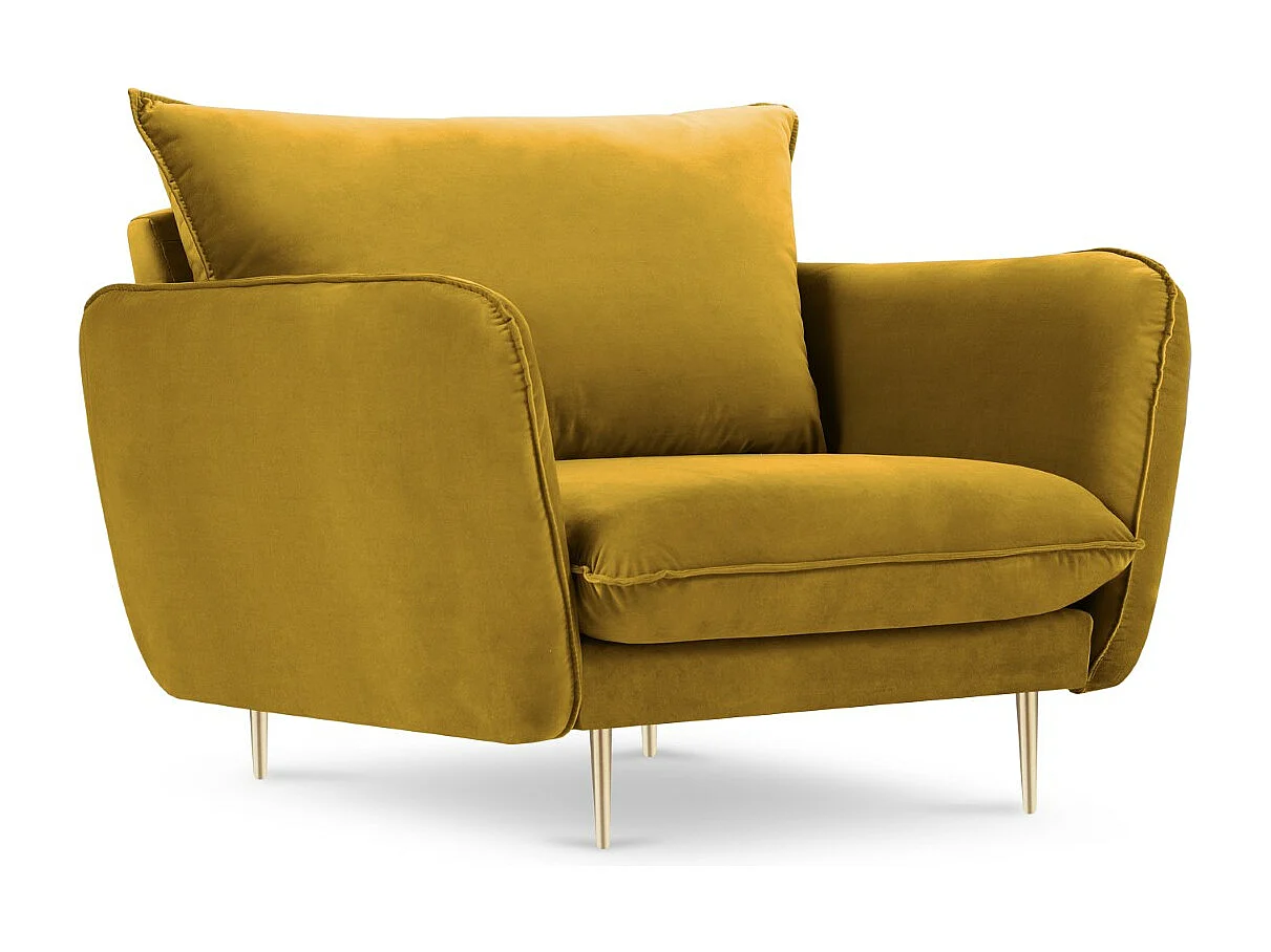 Cosmopolitan Design - Poltrona "Vienna" in velluto giallo - 97x94x95cm