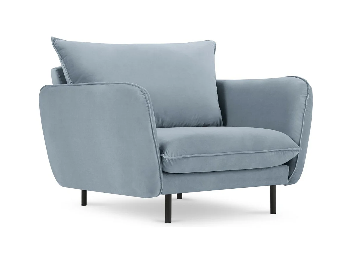 Cosmopolitan Design - Fauteuil "Vienna" en velours bleu clair - 97x94x95cm