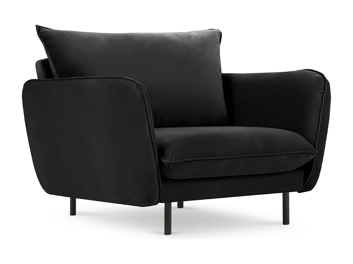 Cosmopolitan Design - Fauteuil "Vienna" en velours noir - 97x94x95cm