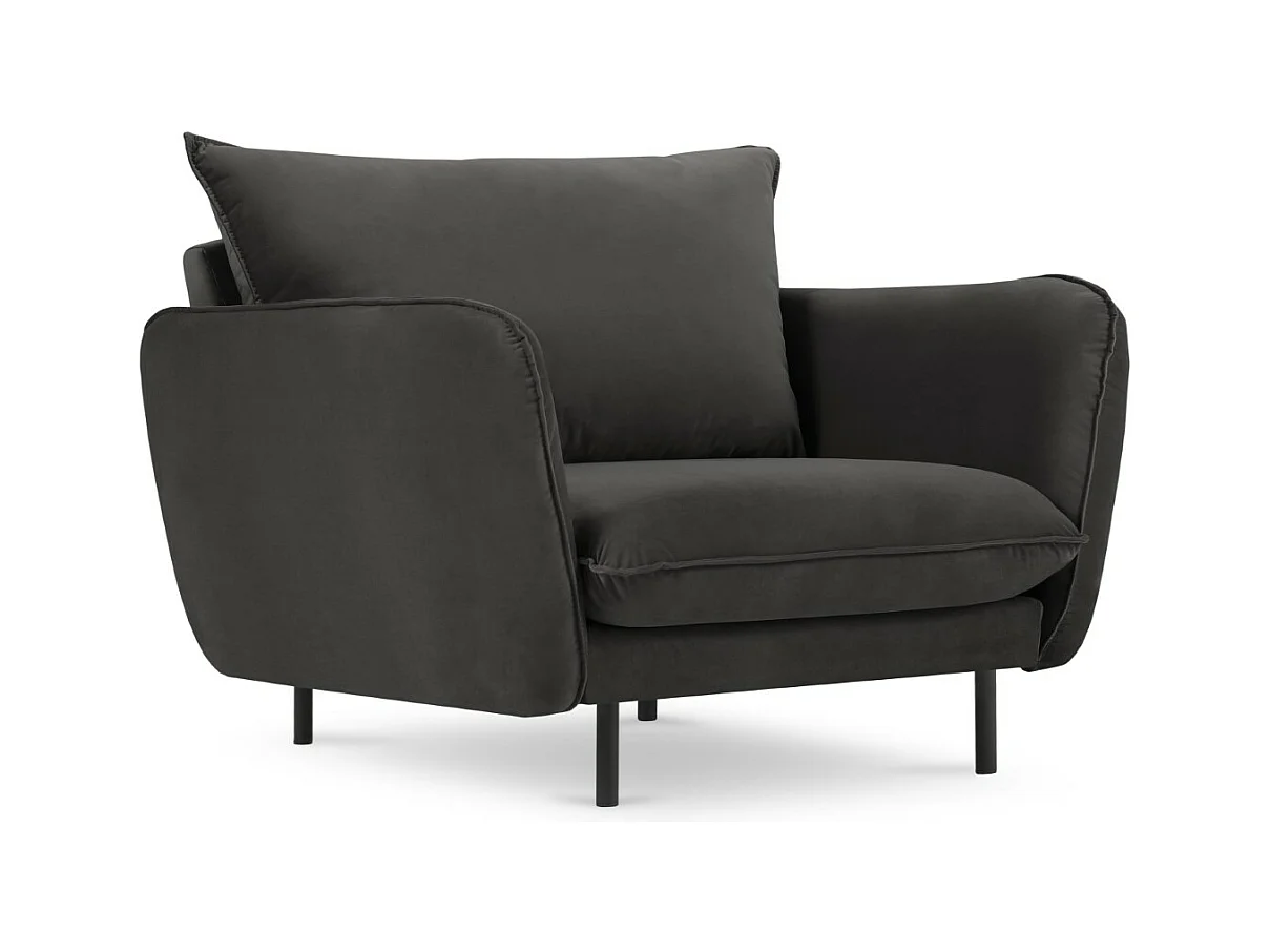 Cosmopolitan Design - Fauteuil "Vienna" en velours gris foncé - 97x94x95cm