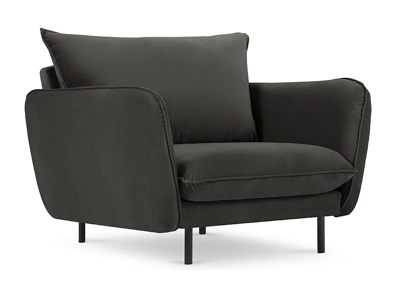 Cosmopolitan Design - Poltrona "Vienna" in velluto grigio scuro - 97x94x95cm