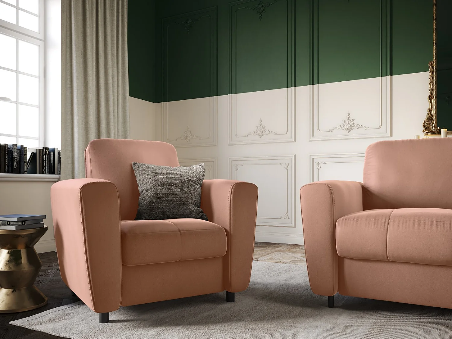 CXL by Christian Lacroix - Fauteuil "Audra" en velours rose - 87x82x83cm