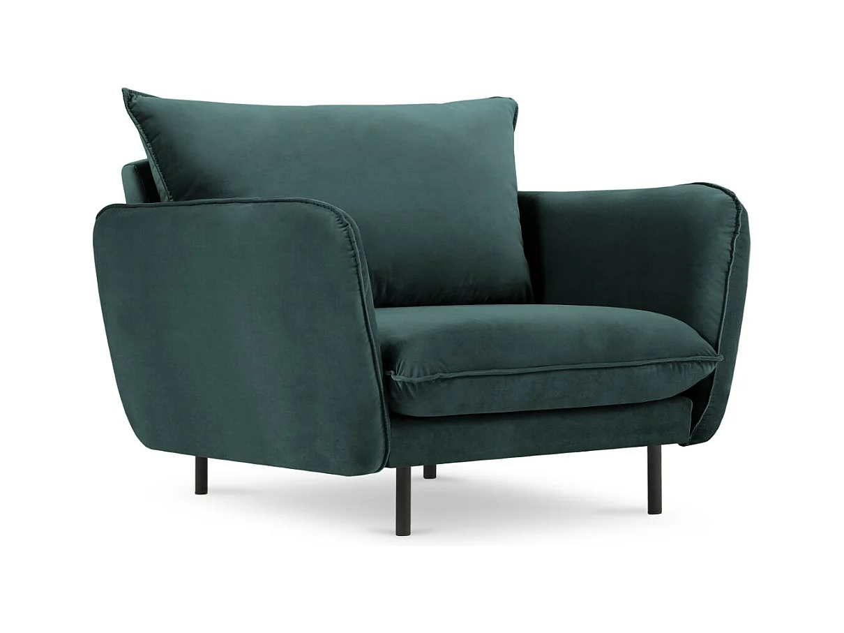 Cosmopolitan Design - Fauteuil "Vienna" en velours pétrole - 97x94x95cm