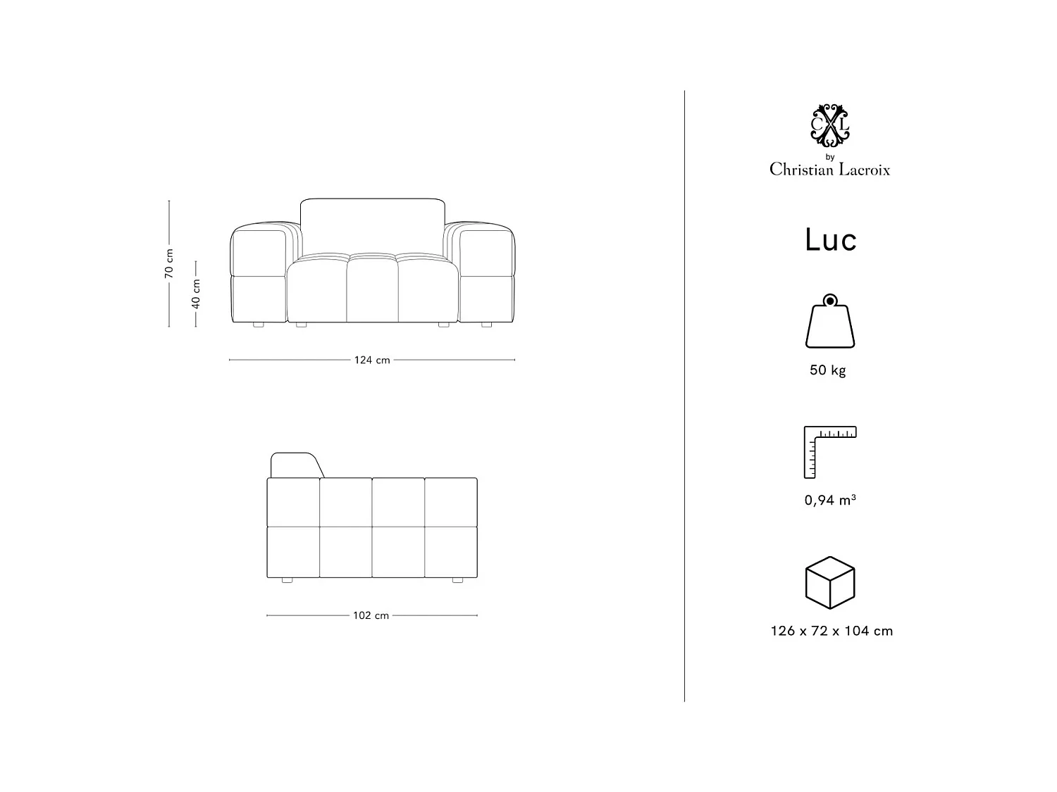 CXL by Christian Lacroix - Sillón "Luc" de terciopelo azul oscuro - 124x102x70cm
