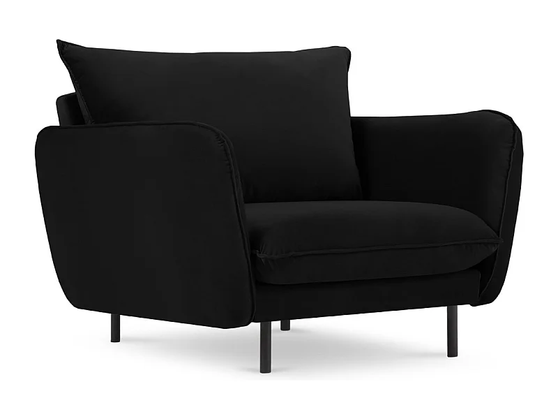 Cosmopolitan Design - Sessel "Vienna" aus Samt schwarz - 97x94x95cm