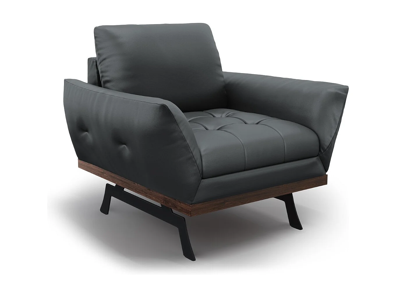 CXL by Christian Lacroix - Poltrona "Olivier" in pelle naturale blu grigio - 95x95x87cm