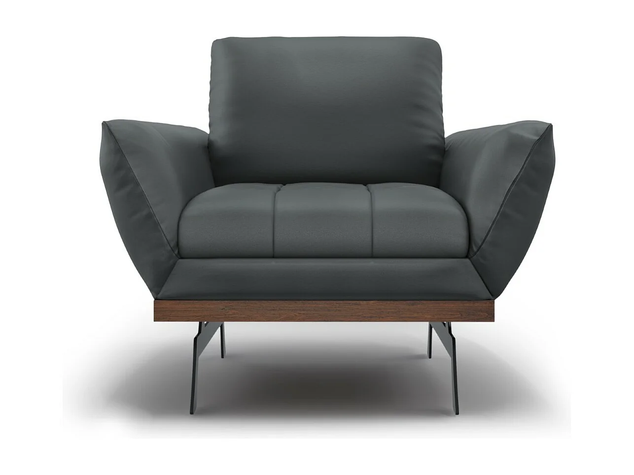 CXL by Christian Lacroix - Poltrona "Olivier" in pelle naturale blu grigio - 95x95x87cm