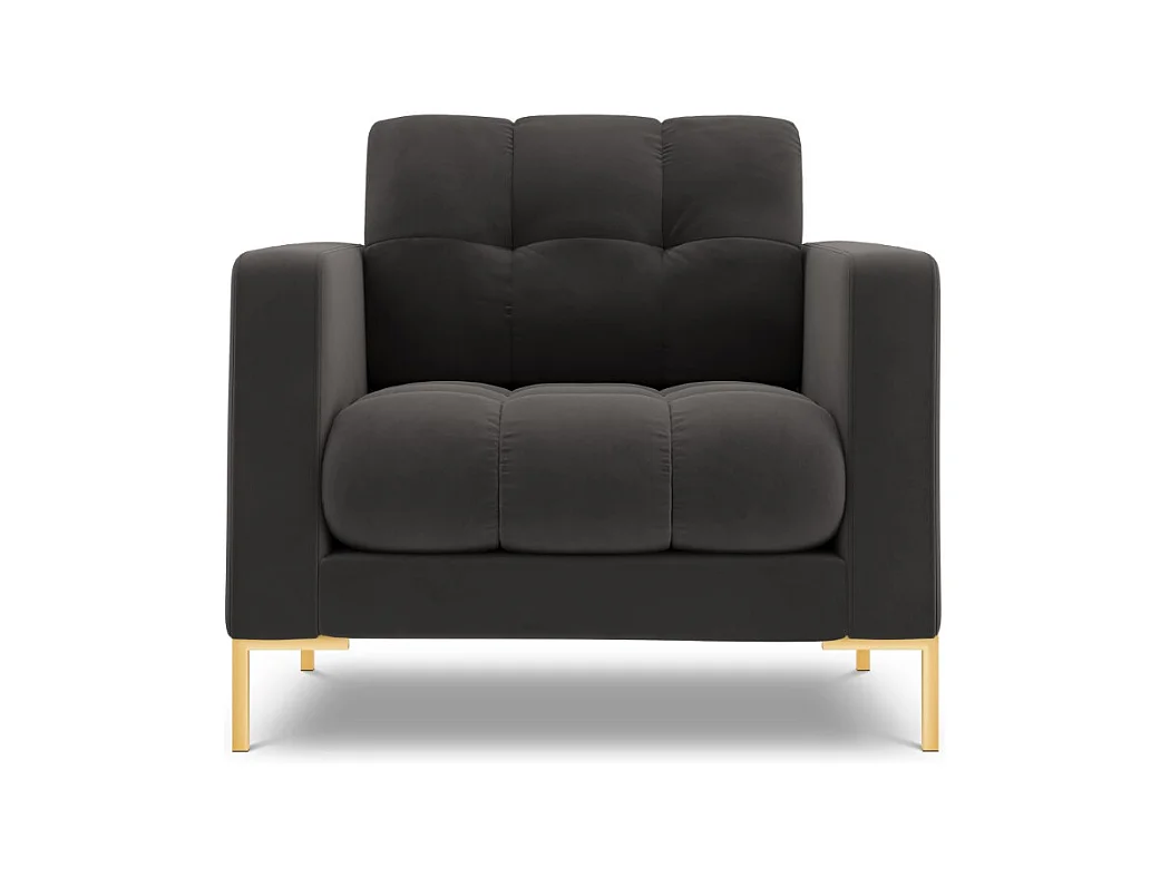 Cosmopolitan Design - Fauteuil "Bali" Flueel, Donkergrijs - 87x92x75cm