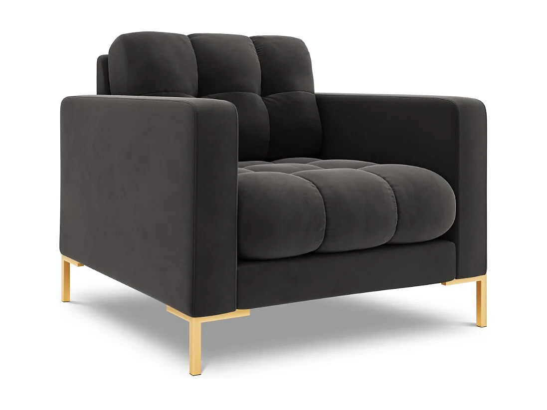 Cosmopolitan Design - Fauteuil "Bali" en velours gris foncé - 87x92x75cm